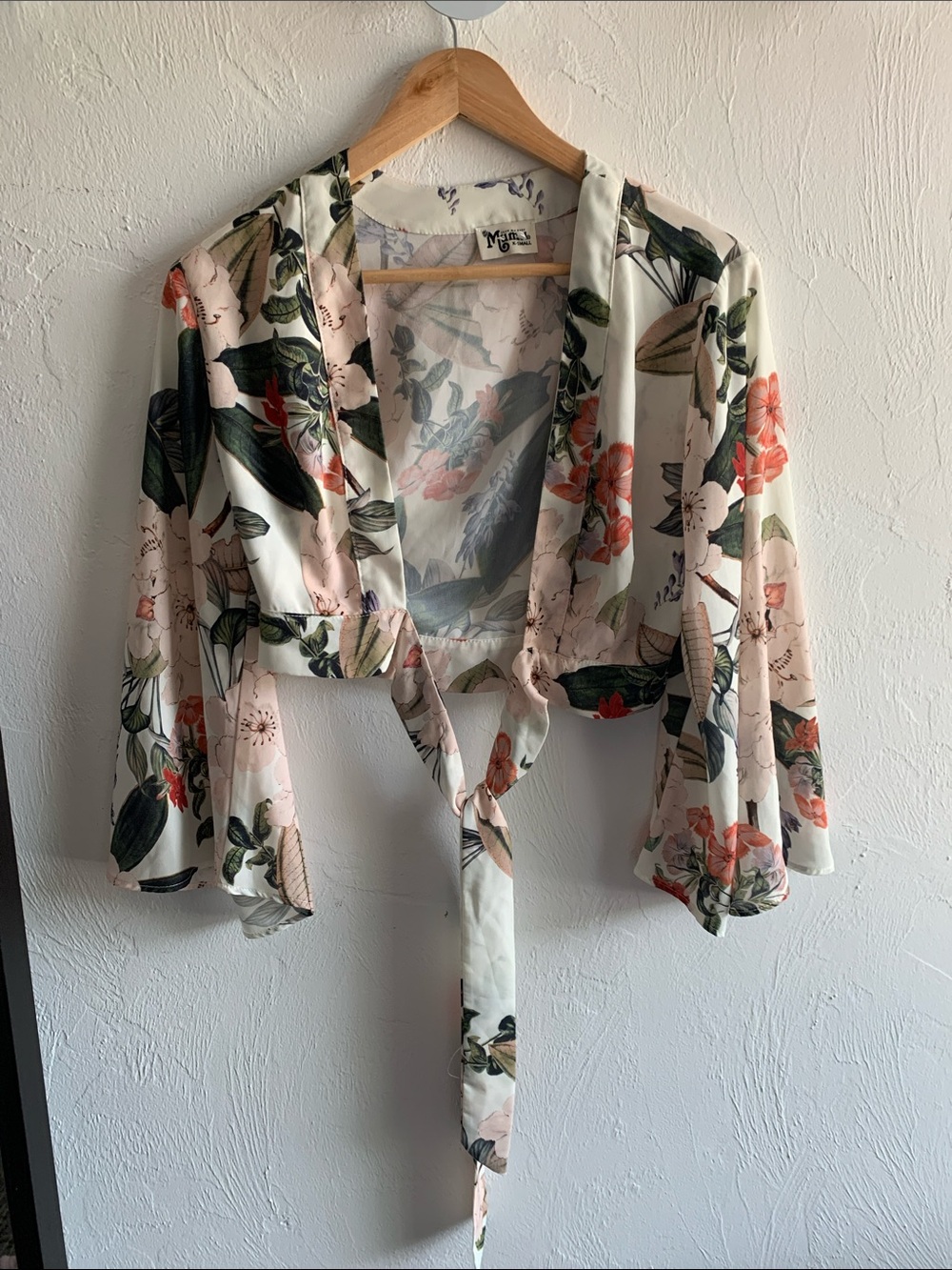 Show Me Your Mumu XS Floral Wrap Top - Ivory & Blush